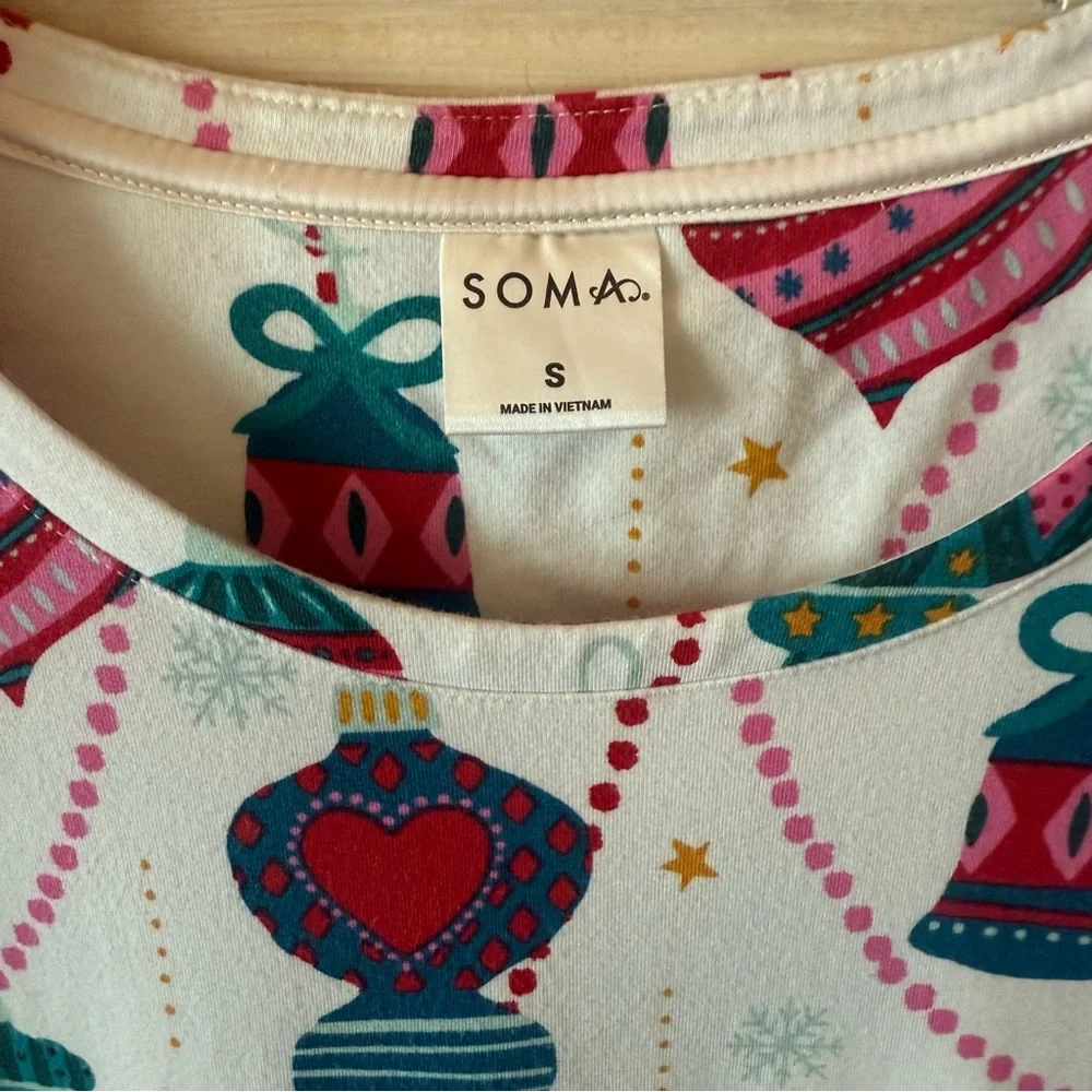 Soma Holiday Ornament Print Nightshirt Sleep Shirt Women’s Small Nightgown - Picture 4 of 5